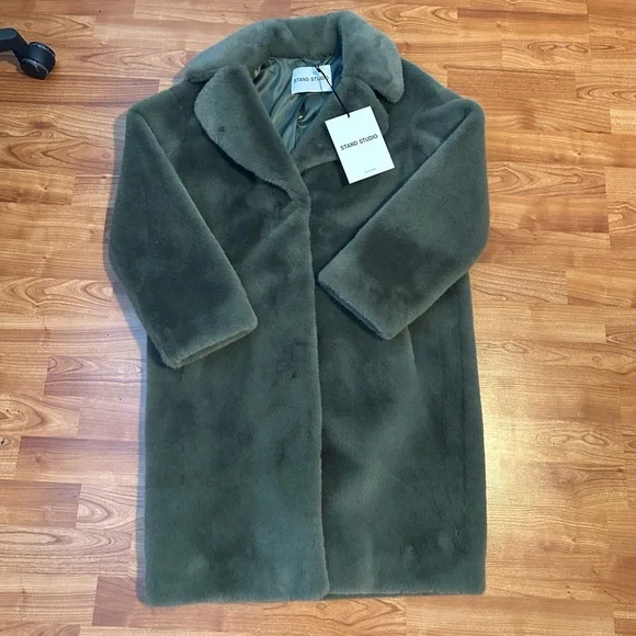 Stand Studio Camille Cocoon Coat In Dusty Mint NWT Size 34 - US size 2/ Small - Picture 5 of 7